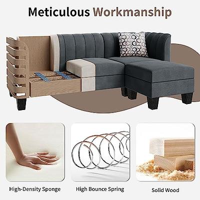 Walsunny Sectional Sofa Couch Set L Shaped Couch Sofa Sets for Living Room  4 Seat with Storage Ottoman for Small Apartment 