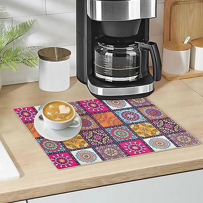 Tatenale Coffee Mat Leather Coffee Bar Mat Coffee Maker Mat for Countertops Absorbent  Dish Drying Mat 18x12Inch Boho Retro - Yahoo Shopping