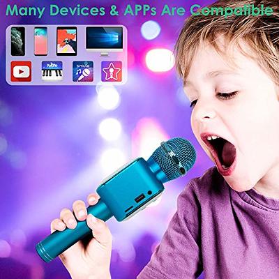 Karaoke Microphone for Kids & Adult, Handheld Wireless Bluetooth Karaoke  Mic Speaker Music Player Recorder with LED Lights for Birthday Party,  Wedding, Christmas 