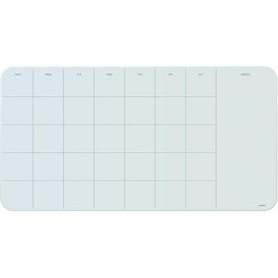 U Brands Floating Glass Dry-Erase Monthly Calendar Board, 36 x 36 Inches, White Frosted Surface, Frameless