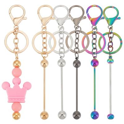 CreationCraftStudio UV Beadable Keychain Bar Beadable Blanks, Iridescent Beadable Keyrings