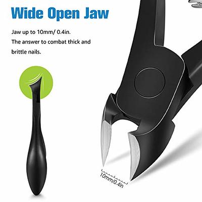 BEZOX Wide Open Fingernail Clippers with Metal Nail File - Toe Nail Clipper  for Thick Nails - Thick Nail Cutter with Tin Case - Silver