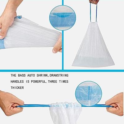 4 Gallon 60 Counts Strong DrawstringTrash Bags Garbage Bags by Teivio,  Bathroom Trash Can Bin Liners, Small Plastic Bags for home office kitchen