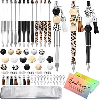 Qilery 150 Pcs Plastic Beadable Pens Kit 55 Kinds Shell Colors Black Ink  Cool Bead Ballpoint Pen Assorted Cute Beaded Pens for Students Kids Teacher