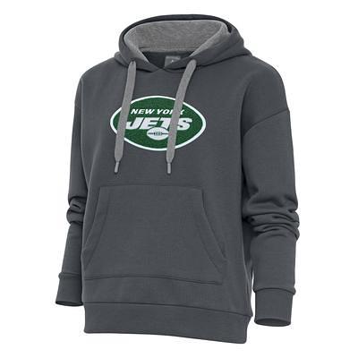 Men's Fanatics Branded Heather Gray New York Jets Fade Out Fitted Pullover Hoodie