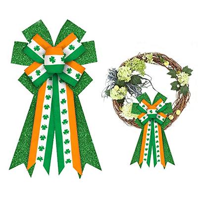 St Patricks Day Bows - Linen Bows - Wired Emerald Green Linen Bow