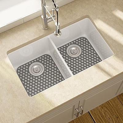 Gray Non-Slip Sink Protector Mat With Drain Hole Kitchen Sink Mats