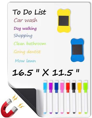 Magnetic Dry Erase Sheet - Magnetic Whiteboard Sheet for Refrigerator,  Kitchen Dry Erase Board with Magnets, Fridge Whiteboard, White, Large, 17 x  11 Inches