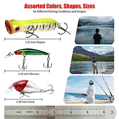 Topwater Popper Large Crankbait Floating Minnow Set 5 Fishing Lure Set Bass Fishing  Lure Set Gifts for Him Gifts for Dad 