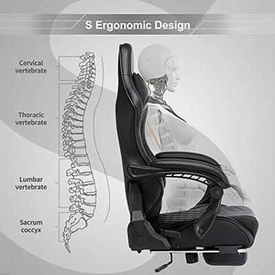 Blue Whale Massage Gaming Chair with Footrest and 350LBS Metal