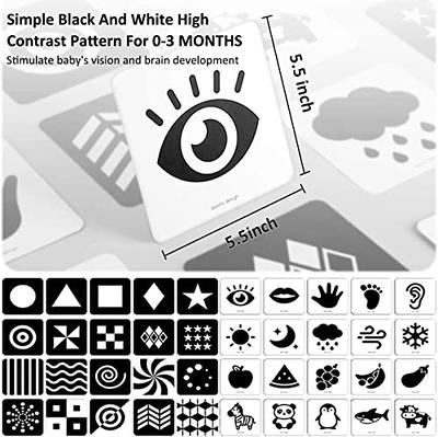 Baby Visual Stimulation Cards, 5.5'' x 5.5'' Black and White Baby Vision  Trigger Cards, Infant Visual Stimulation Cards, Sensory Development  High-Contrast Flash Cards for Babies Ages 0-3 Months