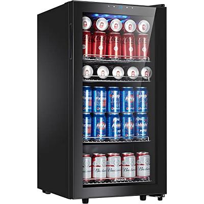 WANAI 120-Can Beverage Cooler and Refrigerator, Small Mini Fridge for Home,  Office or Bar with Glass Door and Adjustable Removable Shelves,Perfect for  Soda Beer or Wine, Stainless Steel, 3.5 Cu.Ft. 