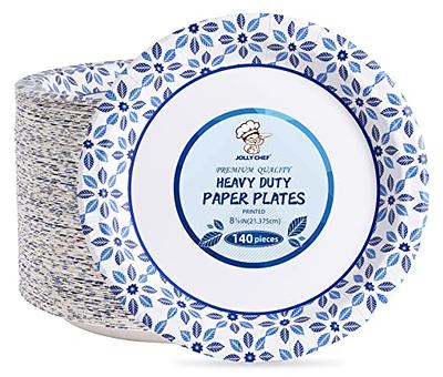 JOLLY CHEF Disposable Paper Plates 10 inch 140 Count, Soak Proof