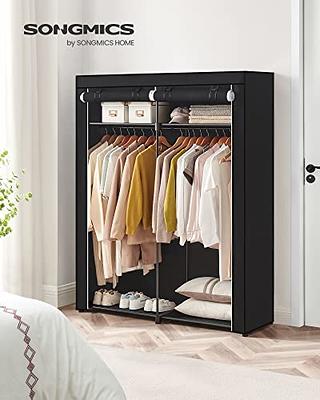 SONGMICS Freestanding Closet Organizer, Portable Wardrobe with Hanging Rods, Clothes Rack