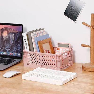 4-Pack Mini Plastic Baskets for Shelf Storage Organizing, Durable and  Reliable Folding Storage Crate, Ideal for Home Kitchen Classroom and Office