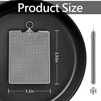 Cast Iron Scrubber + Pan Scraper, Upgraded Cast Iron Cleaner with Ergonomic  Handle, Chainmail Scrubber for Cast Iron Pans and Skillets, Dishwasher Safe  (Red, 1 Scrubber + 1 Scraper)