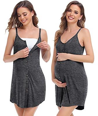 3 in 1 Nursing Dress Maternity Nightgown Labor/Delivery Breastfeeding Birthing  Gown with Button