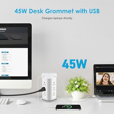 Pop Up Outlet with 15W Wireless Charger,4 Outlets 15A, Splash Resistant,3  inch Desk Hole Power Grommet,Space Saver Pop Up Power Outlet for Kitchen