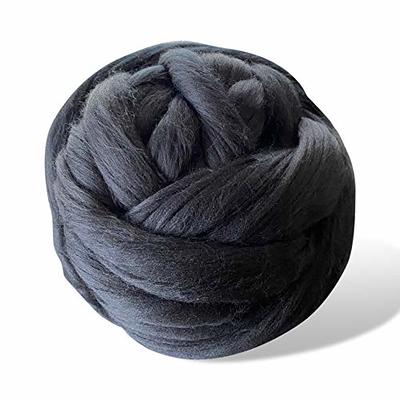 Revolution Fibers - Dyed Black Merino Wool Roving - Premium 21 Micron Roving Wool Top Soft Spinning Wool Roving Chunky Yarn Needle Felting & Wet F