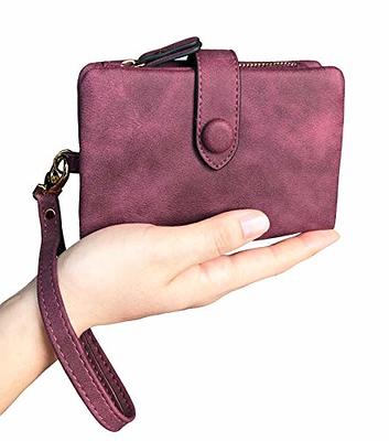 CLUCI Leather Wallet for Women Slim Designer Trifold Ladies Credit Card Holder, Purple