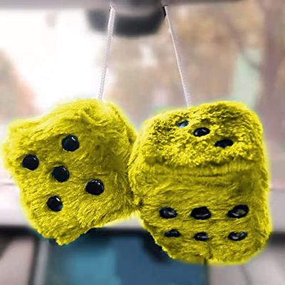 Moioee Pair of Retro Square, 3 inch Fuzzy Plush Dice with Dots
