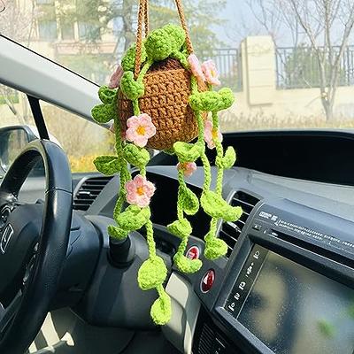Handmade Crochet Swing Duck Animal Car Mirror Hanging Flower Decor Teens  Interior Rear View Mirror Accessories