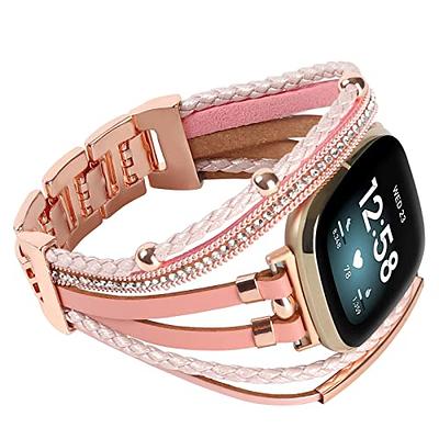 Posh Leather Bands Compatible with Fitbit Versa 3/Fitbit Sense, Women Boho  Stylish Multilayer Wrap Bracelets Wristband, Handmade Adjustable Jewelry  Strap for Sense/Versa 3 Smart Watch (Pink) - Yahoo Shopping