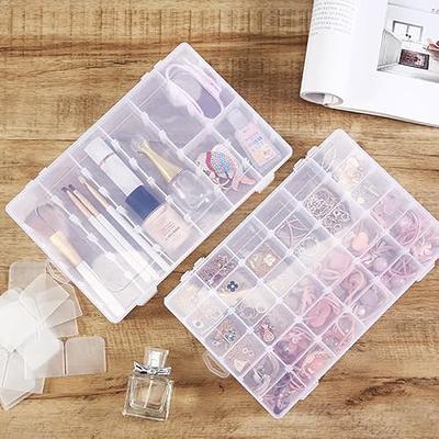 Yimaa 2 Pack 36 Grids Plastic Tackle Box Bead Organizer Box Clear