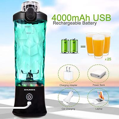 Portable Blender for Shakes and Smoothies, Waterproof Personal Size Blender  USB Rechargeable Type-C Mini Blender with 6 Blades Small Blenders Smoothie  Blender Cup 20 Oz, White - Yahoo Shopping