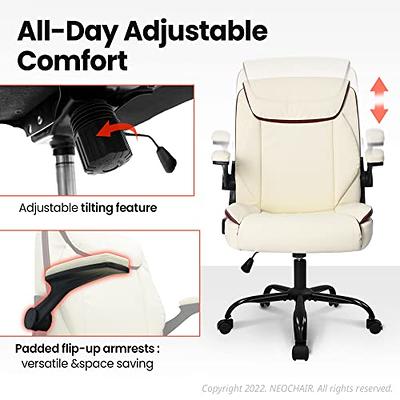 Neo Chair Adjustable Office Chair with Flip-Up Padded Armrest Ergonomic Back Support, Black