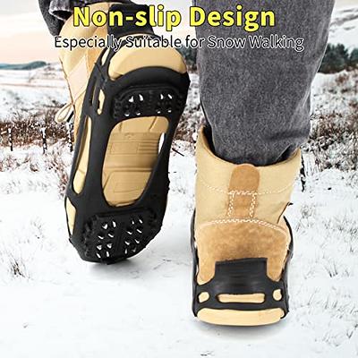  Crampons Ice Cleats Traction Snow Grips for Boots Shoes Women  Men Kids Anti Slip 19 Stainless Steel Spikes Safe Protect for Hiking  Fishing Walking Climbing Mountaineering (Black, Medium) : Sports