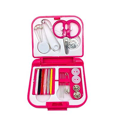 Portable mini travel sewing kits box with color needle threads pin scissor  sewing set with case