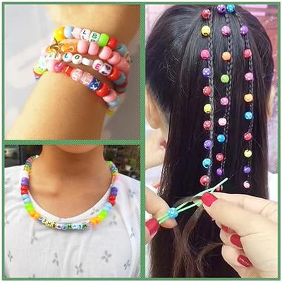 Pony Beads 1100 Pcs, Beads for Jewelry Bracelets Making, Bracelet Beads,  Plastic Beads for Crafts, Hair Beads for Braids for Girls (Multicolored)