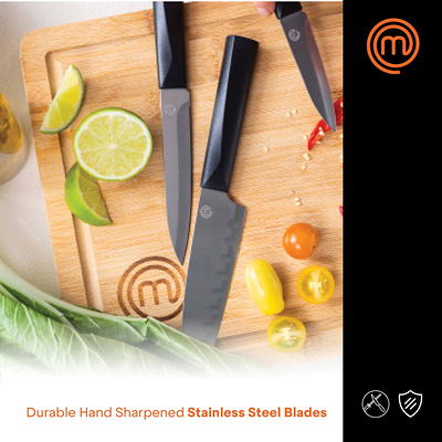 MasterChef 3 Piece Knife Set, Extra Sharp Non Stick Kitchen Knives