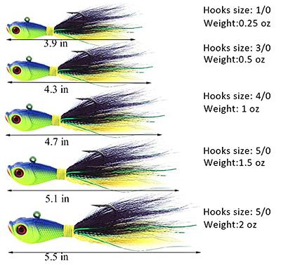 Dr.Fish 3 Pack Bucktail Jig Lure Hair Jig Saltwater Freshwater Lures Surf  Fishing White Red Chartreuse Bass Flounder Striper Bluefish Halibut Redfish