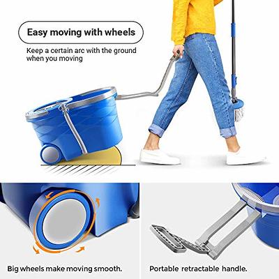 Masthome Microfiber Spin Mop and Bucket with 5 Mop Pads Refills and 1  Cleaning Brush, Self Wringing Mop and Foot Pedal Bucket System for Hardwood