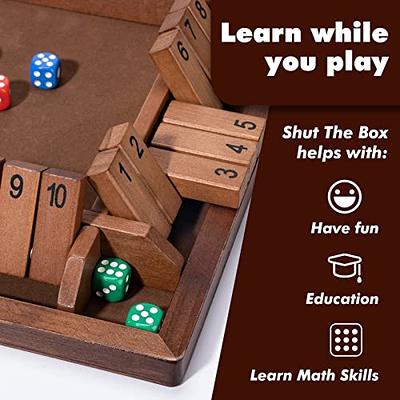 AMEROUS Shut The Box Dice Table Math Game Wood