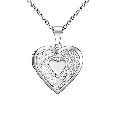 Locket Necklaces: Monogram Trio Locket Necklace, Silver, Heart, Gray -  Yahoo Shopping