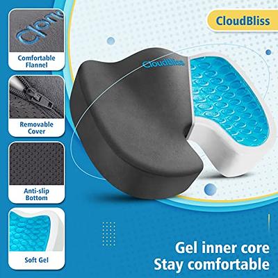 CloudBliss Gel Seat Cushion - Ergonomic Memory Foam Cushion for Office  Chair - Coccyx,Tailbone,Sciatica & Back Pain Relief - Desk Chair Cushion  for