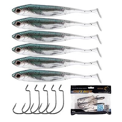 Goture Soft Plastic Baits with Worm Hooks Kit 11pcs, Paddle Tail Swimbaits,  Fishing Drop Shot Shad Lures, Soft Jerk Shad Baits Jerkbait Minnow Baits  for Bass Trout Gold 2.75in - Yahoo Shopping