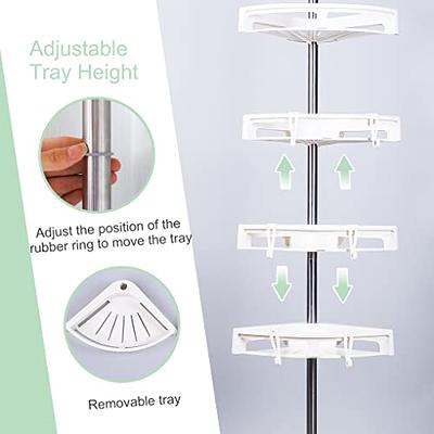 4 Tier Tension Metal Pole Caddy Adjustable Shower Corner Shelf Storage  Organizer