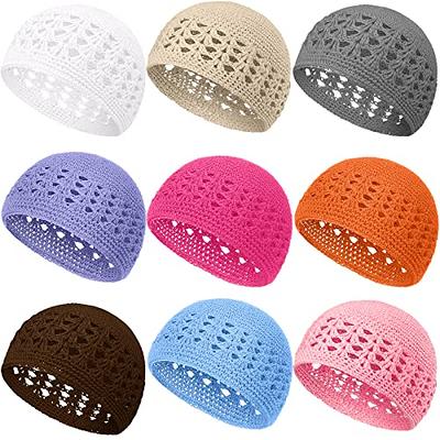 Funtery 9 Pieces Kufi Knit Hats Caps Crochet Beanie Skull Caps