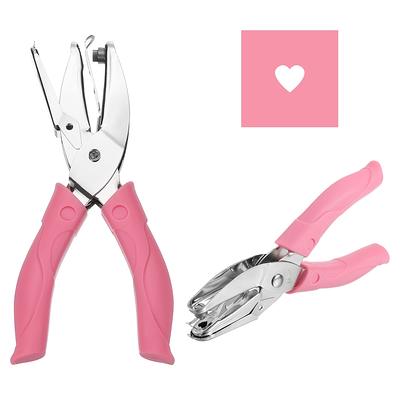 0.2 Single Hole Punch Handheld Hole Puncher Heart Hole Paper Puncher, Pink