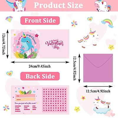 Zonon Valentines Boxes for Kids Unicorn Valentines Cards with Envelopes and  Unicorn Stickers for Classroom Exchange Party Favor (1 Mailbox, 33