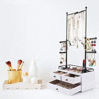 Dropship 4Tier Tabletop Wooden Jewelry Display Stand Necklace Accessories  Holder Organizer Rack Hanger With Ring Tray 8 Hooks 24 Earring Holes to  Sell Online at a Lower Price