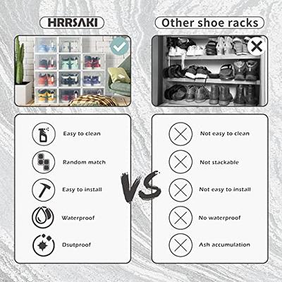 Hrrsaki Large 15 Pack Shoe Storage Organizer Boxes, Clear Shoe Boxes  Stackable, Shoe Organizer For Closet, Foldable Shoe Storage Boxes, Shoe