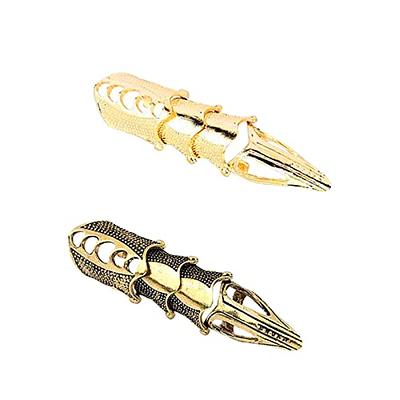 2-4Pcs Punk Full Armor Knuckle Joint Claw Finger Ring Set Gothic Adjustable  Rock Hinged Ring for Women Men Girl Boy Teen Jewelry Gift Halloween