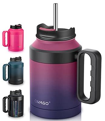 CIVAGO 50 oz Insulated Tumbler Mug with Lid and Straw, Vacuum Travel Coffee  Mug with Handle, Double Wall Stainless Steel Water Cup Bottle, Dark Rainbow  - Yahoo Shopping
