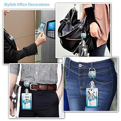  Badge Reel Retractable Badge Holder with Retractable Keychain  for Keys Cute Name Nurse Decorative Badge Reels with Belt Clip on ID Card  Holders (Stay Positive and Work Hard) : Office