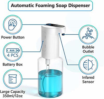 Automatic Soap Dispenser,Foaming Soap Dispenser Touchless  350ml/12oz,Battery Operated Hand Free Automatic Foam Liquid Soap Dispenser  for Bathroom or Kitchen 